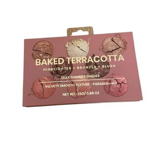 Baked terracotta makeup highlighter bronzer and blush set